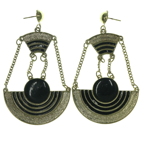 Gold-Tone & Black Metal Dangle-Earrings