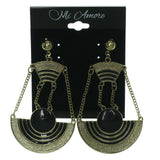 Gold-Tone & Black Metal Dangle-Earrings