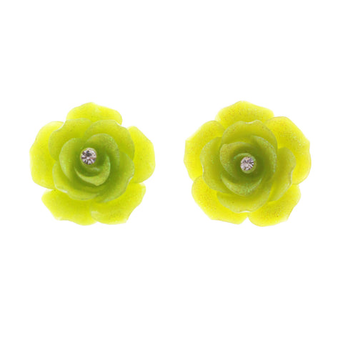 Mi Amore Crystal Accent Post-Earrings Green
