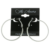 Mi Amore AB Glitter Accent Hoop-Earrings Gray/White