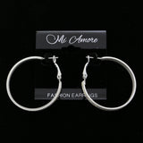 Mi Amore AB Glitter Accent Hoop-Earrings Gray/White