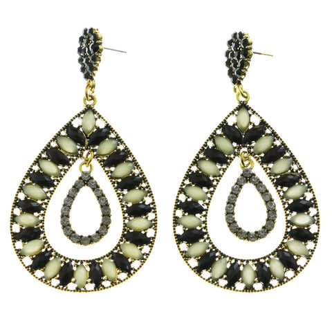 Mi Amore Crystal Accent Dangle-Earrings Gold-Tone/Multicolor