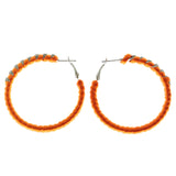 Mi Amore Crystal Accent Hoop-Earrings Orange/Silver-Tone