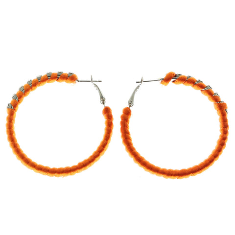 Mi Amore Crystal Accent Hoop-Earrings Orange/Silver-Tone