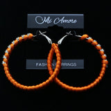 Mi Amore Crystal Accent Hoop-Earrings Orange/Silver-Tone