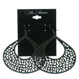 Silver-Tone & Black Metal Dangle-Earrings