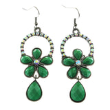Mi Amore AB Crystal Accent Drop-Dangle-Earrings Silver-Tone/Green