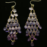 Mi Amore Drop-Dangle-Earrings Purple/Gold-Tone