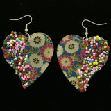 Mi Amore Heart Flower Dangle-Earrings Multicolor