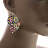 Mi Amore Heart Flower Dangle-Earrings Multicolor