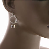 Mi Amore Leaf Drop-Dangle-Earrings Silver-Tone/Yellow
