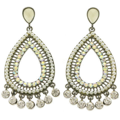 Mi Amore Drop-Dangle-Earrings Silver-Tone/White