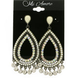 Mi Amore Drop-Dangle-Earrings Silver-Tone/White