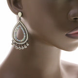 Mi Amore Drop-Dangle-Earrings Silver-Tone/White