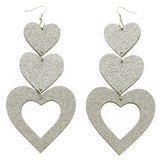 Mi Amore Heart Drop-Dangle-Earrings Silver-Tone