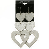 Mi Amore Heart Drop-Dangle-Earrings Silver-Tone