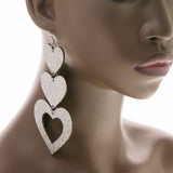 Mi Amore Heart Drop-Dangle-Earrings Silver-Tone