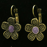 Mi Amore Flower Dangle-Earrings Bronze-Tone/Purple
