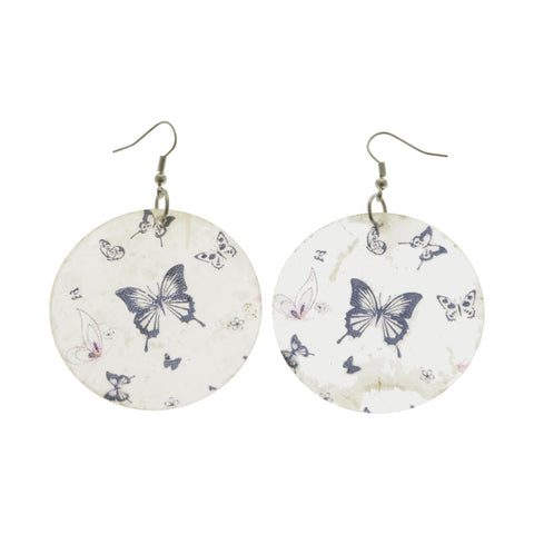 Mi Amore Butterfly Dangle-Earrings White/Silver-Tone