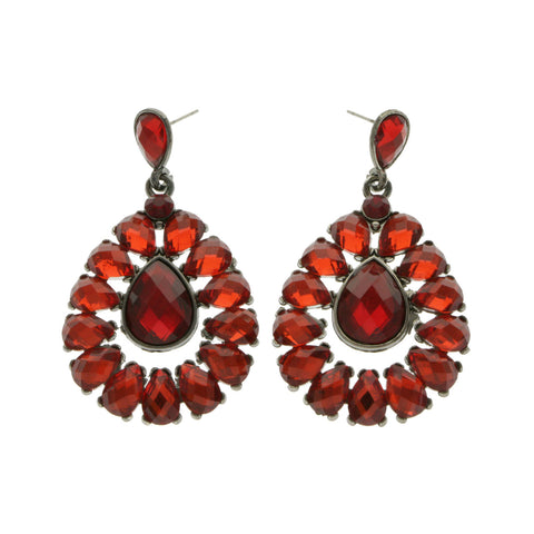Mi Amore Dangle-Earrings Red/Dark-Silver
