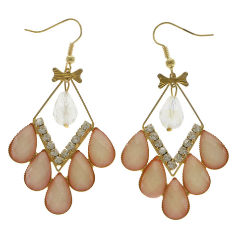 Mi Amore Drop-Dangle-Earrings Peach/Gold-Tone