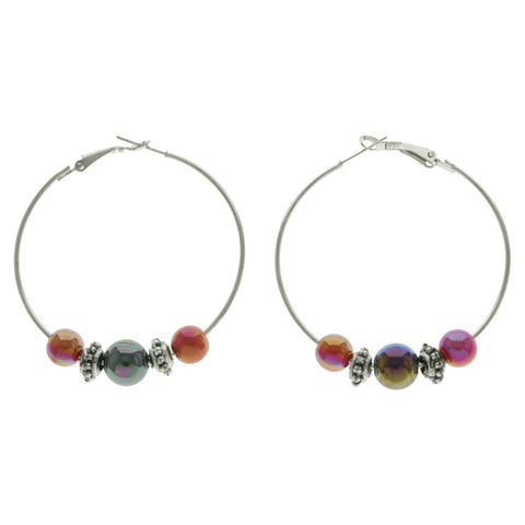 Mi Amore Hoop-Earrings Silver-Tone/Red