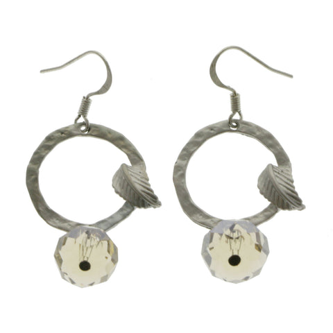 Mi Amore Leaf Drop-Dangle-Earrings Silver-Tone/Yellow