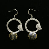 Mi Amore Leaf Drop-Dangle-Earrings Silver-Tone/Yellow