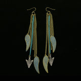 Mi Amore Arrow Wing Tassel-Earrings Gold-Tone & Blue