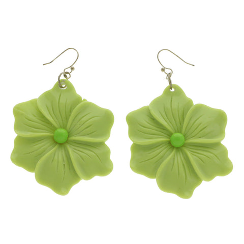 Mi Amore Flower Dangle-Earrings Green/Silver-Tone