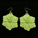 Mi Amore Flower Dangle-Earrings Green/Silver-Tone