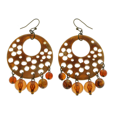 Mi Amore Flower Drop-Dangle-Earrings Brown/Bronze-Tone