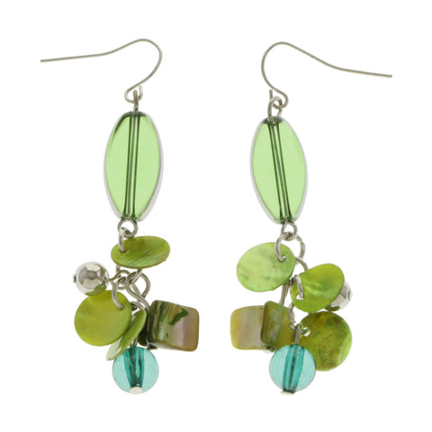 Mi Amore Drop-Dangle-Earrings Green/Silver-Tone