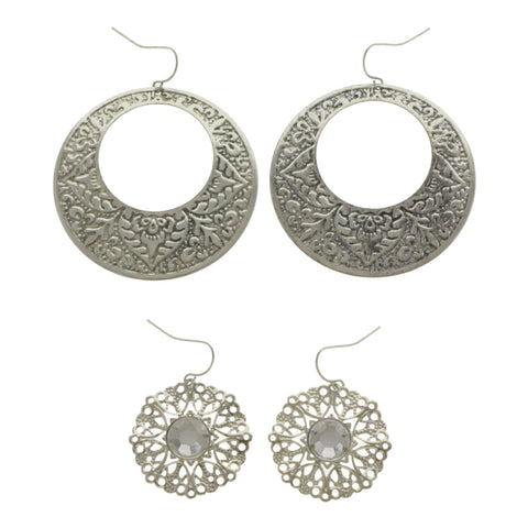 Mi Amore Multiple-Earring-Set Silver-Tone