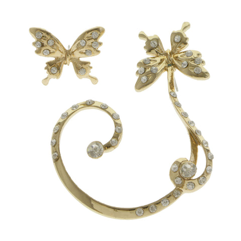 Mi Amore Butterfly Dangle-Earrings Gold-Tone