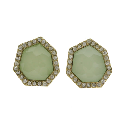 Mi Amore Post-Earrings Green/Gold-Tone