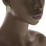 Mi Amore Post-Earrings Green/Gold-Tone