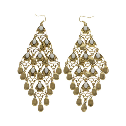 Mi Amore Drop-Dangle-Earrings Gold-Tone/White