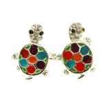 Mi Amore Turtle Post-Earrings Silver-Tone/Multicolor