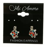 Mi Amore Turtle Post-Earrings Silver-Tone/Multicolor