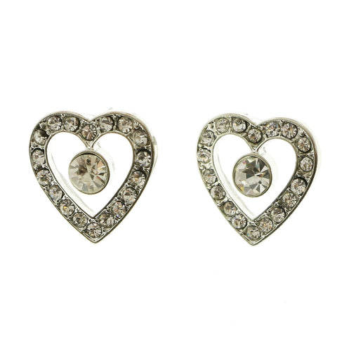 Mi Amore Heart Post-Earrings Silver-Tone