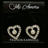 Mi Amore Heart Post-Earrings Silver-Tone