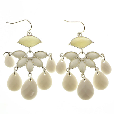Mi Amore Dangle-Earrings Silver-Tone/White