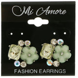 Mi Amore Post-Earrings Silver-Tone/Green