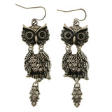 Mi Amore Owl Dangle-Earrings Silver-Tone/Black