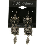 Mi Amore Owl Dangle-Earrings Silver-Tone/Black