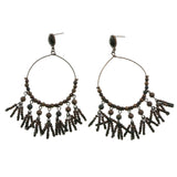 Mi Amore Blue Acrylic Stone Dangle-Earrings Bronze-Tone/Black