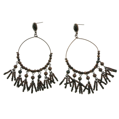 Mi Amore Blue Acrylic Stone Dangle-Earrings Bronze-Tone/Black