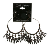 Mi Amore Blue Acrylic Stone Dangle-Earrings Bronze-Tone/Black