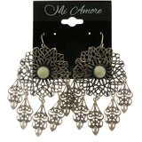 Mi Amore White Acrylic Stone Dangle-Earrings Silver-Tone/White